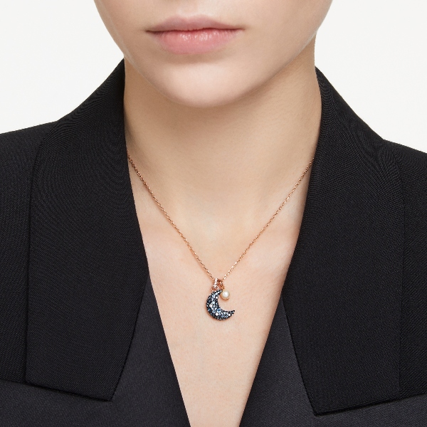 Kulons, Mēness, Daudzkrāsains, Rozā zelta toņa pārklājums Sublima Swarovski 5