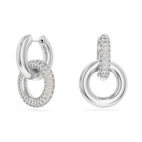 Auskari-rinķi, Vīta cilpa, Balts, Rodija pārklājums Dextera Swarovski