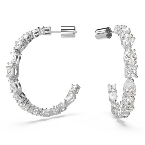 Серьги-кольца, Разные огранки, Белые, Родиевое покрытие Mesmera Swarovski