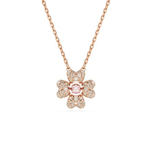 Подвеска, Клевер, Белый, Покрытие оттенка розового золота IDYLLIA F FLORERE Swarovski
