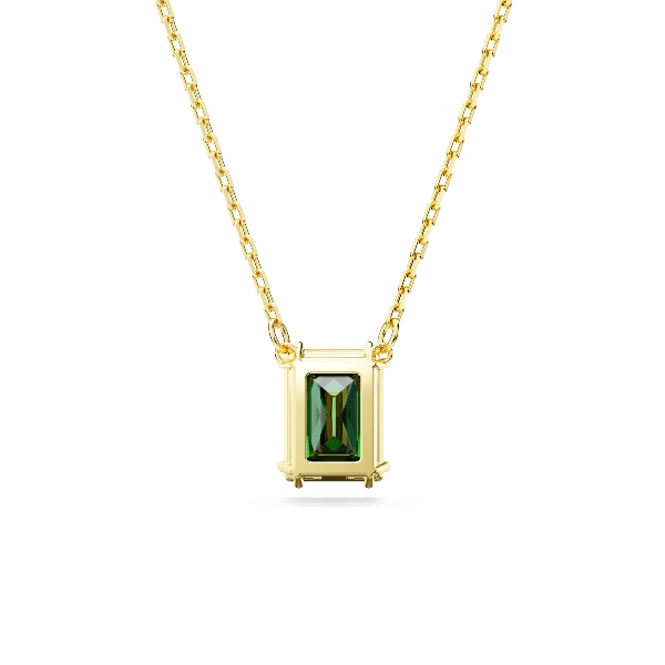 Kulons, Taisnstūra griezums, Zaļais, Zelta toņa parklājums Stilla Swarovski 4