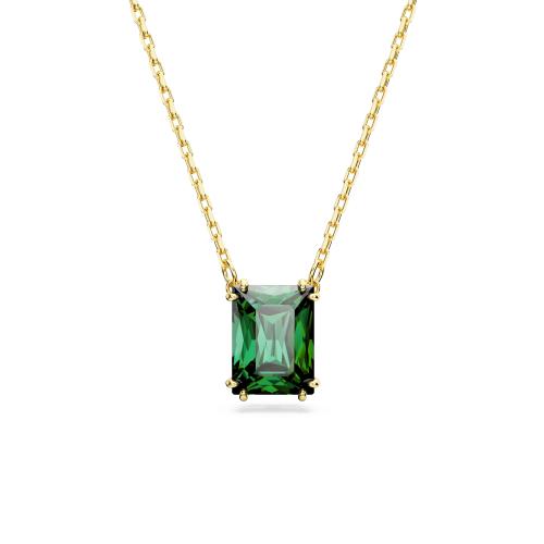 Kulons, Taisnstūra griezums, Zaļais, Zelta toņa parklājums Stilla Swarovski