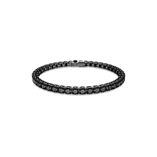 Браслет, Круглая огранка, Черная, Рутениевое покрытие Matrix Tennis Swarovski