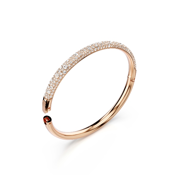 Жёсткий браслет, Белый, Покрытие оттенка розового золота Sublima Swarovski 3