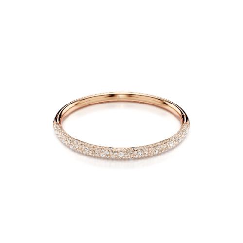 Жёсткий браслет, Белый, Покрытие оттенка розового золота Sublima Swarovski