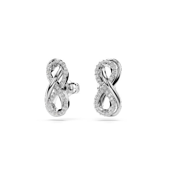Пуссеты, Бесконечность, Белые, Родиевое покрытие HYPERBOLA INFINITY Swarovski 2
