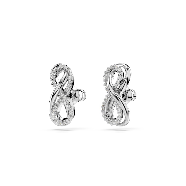 Пуссеты, Бесконечность, Белые, Родиевое покрытие HYPERBOLA INFINITY Swarovski 3
