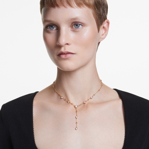 Колье Y-образное, Белые, Покрытие оттенка золота Imber Swarovski 6