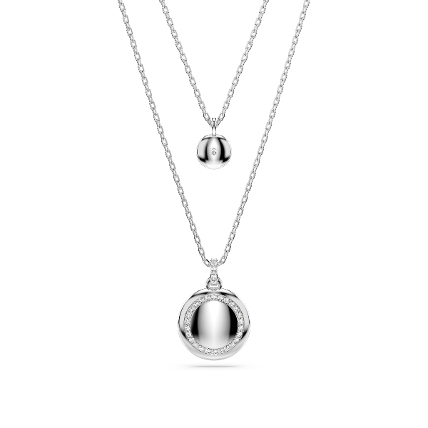 Apvienotais kulons, Balts, Rodija pārklājums Sublima Swarovski 4