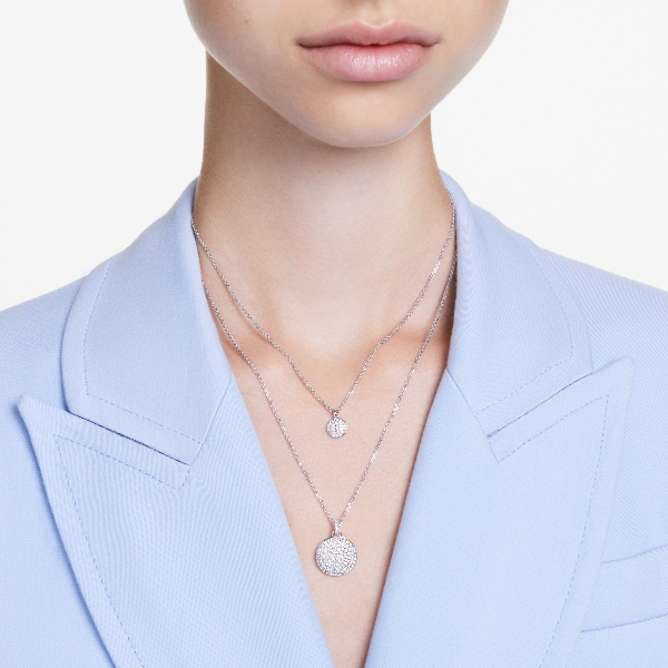 Apvienotais kulons, Balts, Rodija pārklājums Sublima Swarovski 5