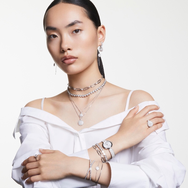 Apvienotais kulons, Balts, Rodija pārklājums Sublima Swarovski 9