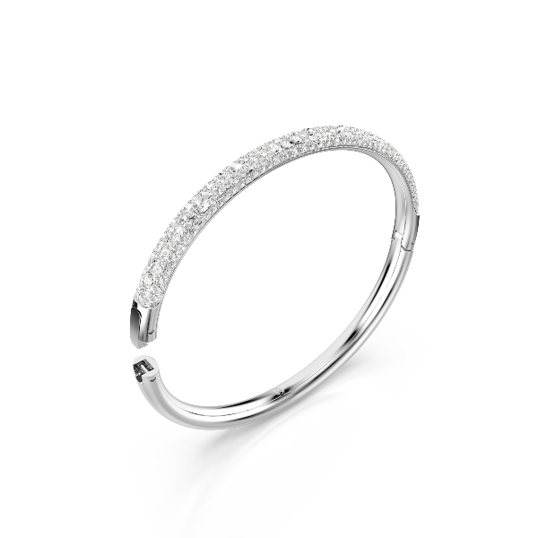 Жёсткий браслет, Белый, Родиевое покрытие Sublima Swarovski 3