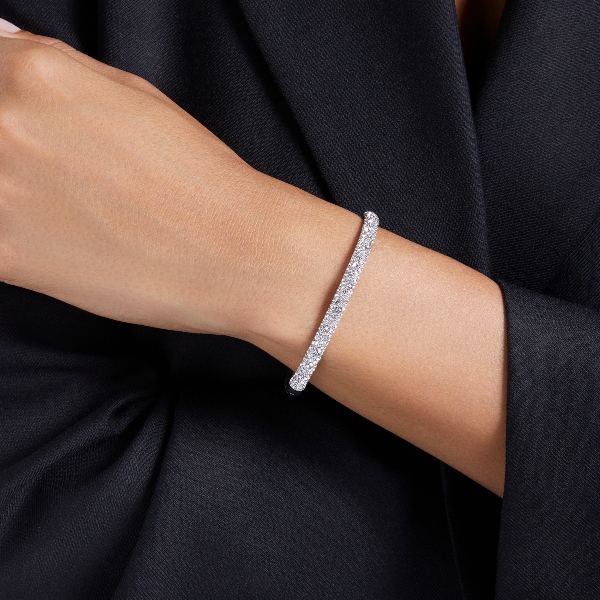 Жёсткий браслет, Белый, Родиевое покрытие Sublima Swarovski 6