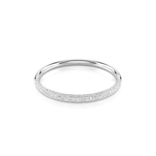 Жёсткий браслет, Белый, Родиевое покрытие Sublima Swarovski