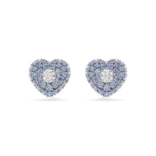 Пуссеты, Сердце, Синие, Родиевое покрытие IDYLLIA E HEART Swarovski