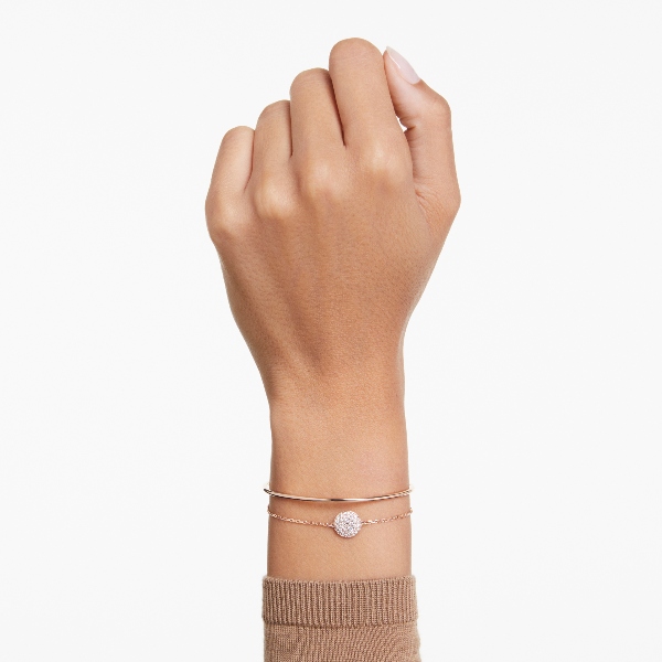 Жёсткий браслет, Белый, Покрытие оттенка розового золота Sublima Swarovski 5