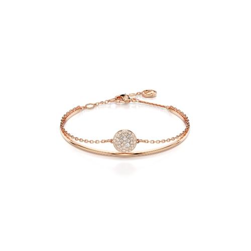 Жёсткий браслет, Белый, Покрытие оттенка розового золота Sublima Swarovski