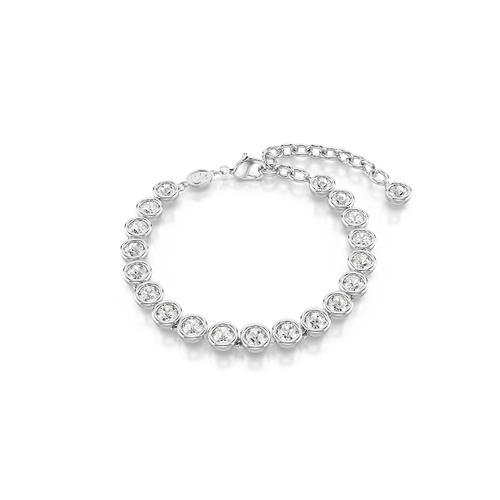 Браслет, Круглая огранка, Белый, Родиевое покрытие IMBER TENNIS Swarovski