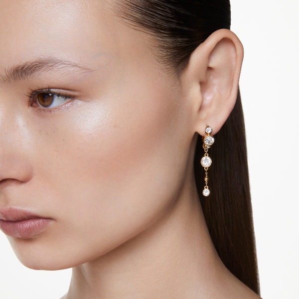 Nokarenie auskari, Apaļš griezums, Balts, Dažādu metālu apdare Imber Swarovski 5