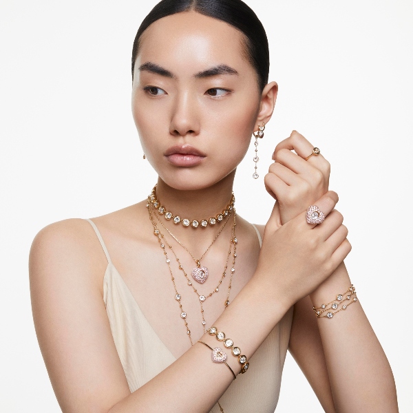 Nokarenie auskari, Apaļš griezums, Balts, Dažādu metālu apdare Imber Swarovski 7