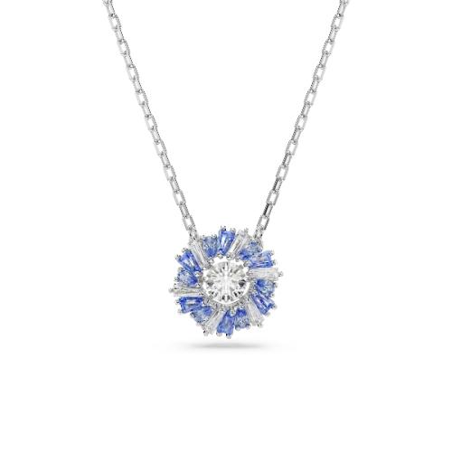 Подвеска, Цветок, Синее, Родиевое покрытие Idyllia Swarovski