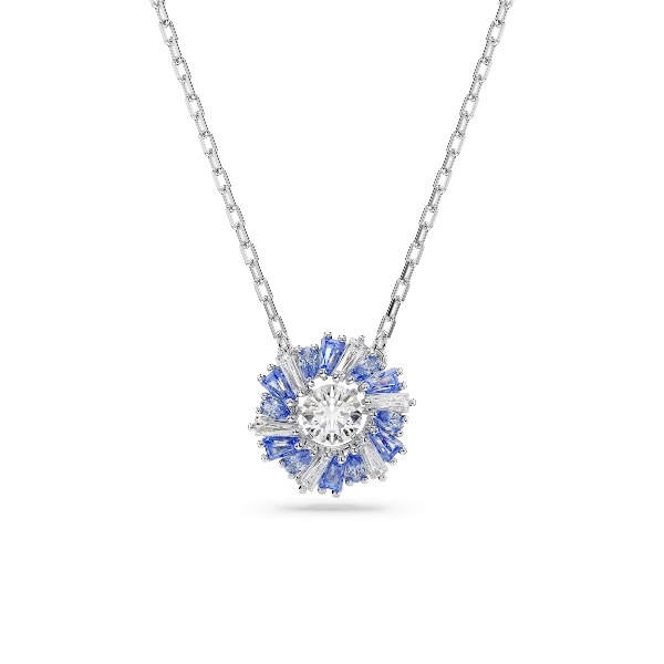 Подвеска, Цветок, Синее, Родиевое покрытие Idyllia Swarovski