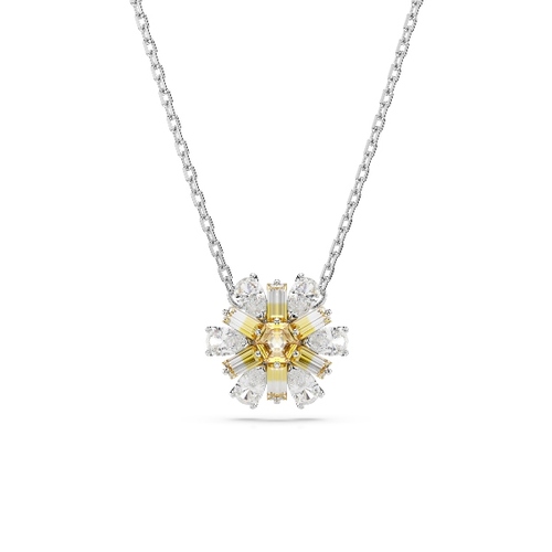 Подвеска, Цветок, Желтое, Родиевое покрытие Swarovski