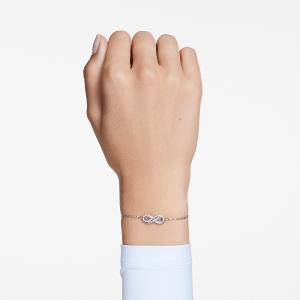 Браслет, Бесконечность, Белый, Родиевое покрытие Hyperbola Swarovski 5