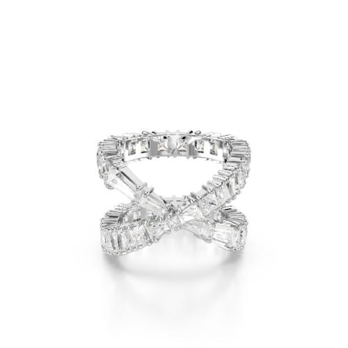 Ring, Infinity, White, Silver-tone finish HYPERBOLA INFINITY Swarovski