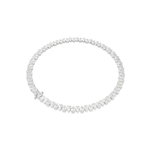Kaklarota, Bumbierveida griezums, Balts, Rodija pārklājums Matrix Swarovski 4