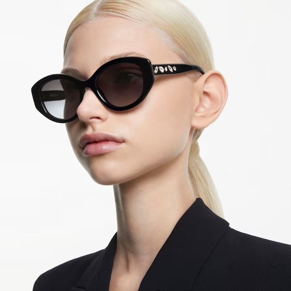 Sunglasses, Cat-eye shape, Black Swarovski 6