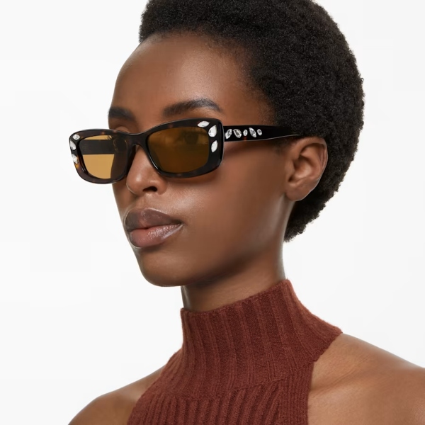 Sunglasses, Rectangular shape, Brown Swarovski 6