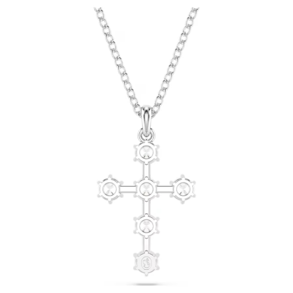 Подвеска, Кристалл в круглой огранке, Крест, Белый, Родиевое покрытие Insigne Swarovski 4