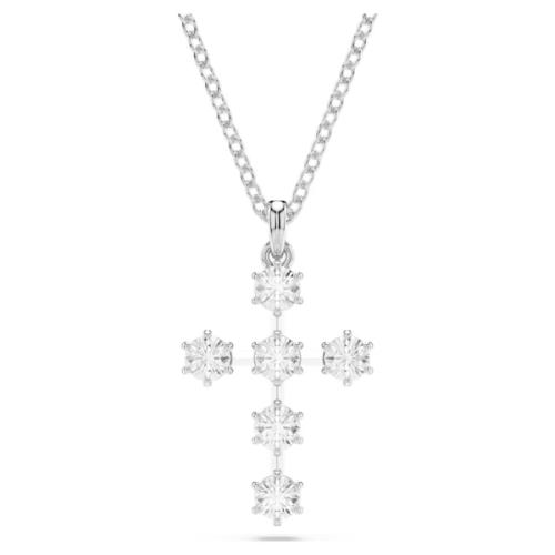 Подвеска, Кристалл в круглой огранке, Крест, Белый, Родиевое покрытие Insigne Swarovski