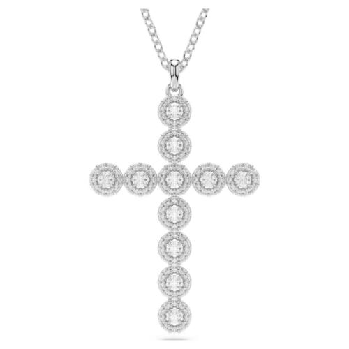 Подвеска, Разные огранки, Крест, Белый, Родиевое покрытие Insigne Swarovski