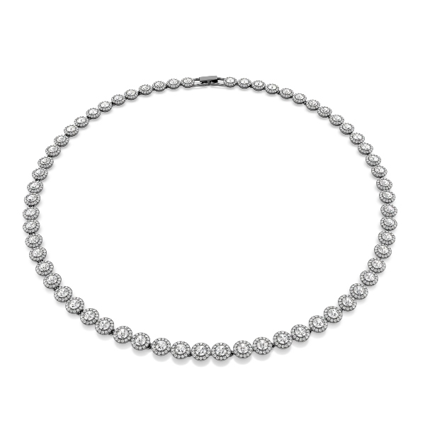Колье, Круглая огранка, Длинное, Белые, Рутениевое покрытие Swarovski