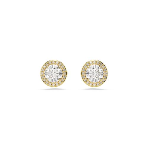 Auskari, Apaļš griezums, Zelta toņa, Zelta toņa parklājums Una Swarovski