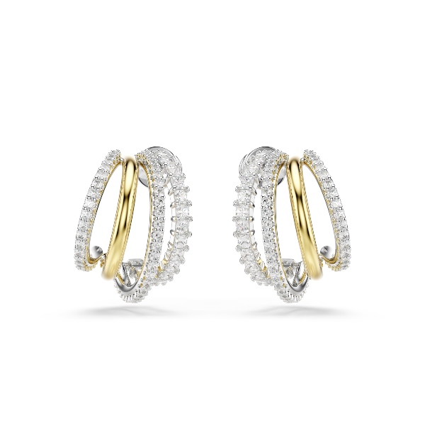 Серьги-кольца, Разные огранки, Белые, Отделка из разных металлов Hyperbola Swarovski 2