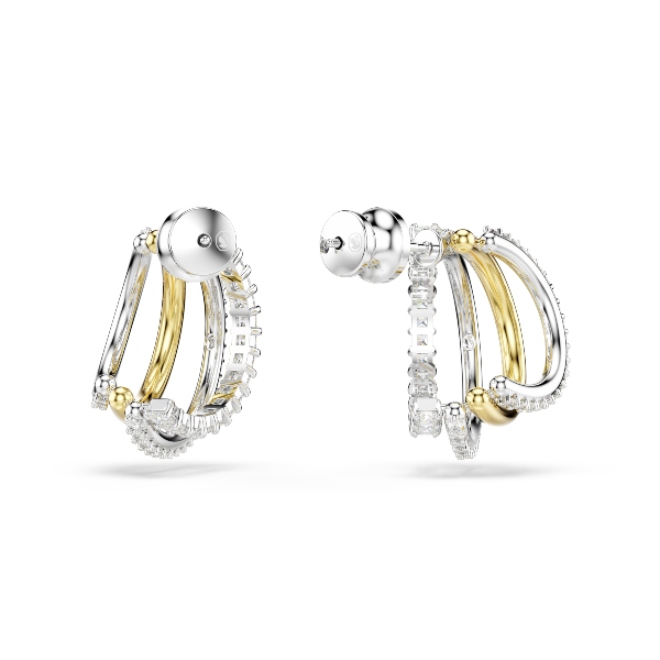 Серьги-кольца, Разные огранки, Белые, Отделка из разных металлов Hyperbola Swarovski 4