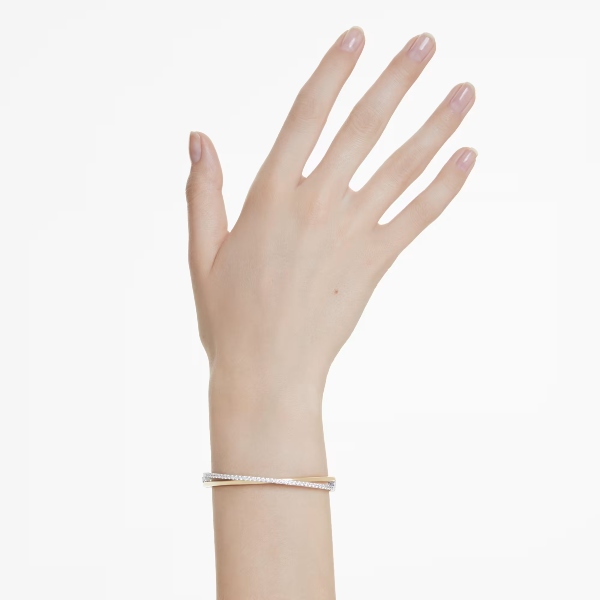 Жёсткий браслет, Круглая огранка, Белый, Отделка из разных металлов Hyperbola Swarovski 5
