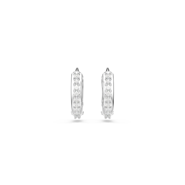 Серьги-кольца, Круглая огранка, Белые, Родиевое покрытие Matrix Swarovski 2