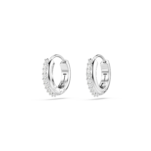 Серьги-кольца, Круглая огранка, Белые, Родиевое покрытие Matrix Swarovski 3