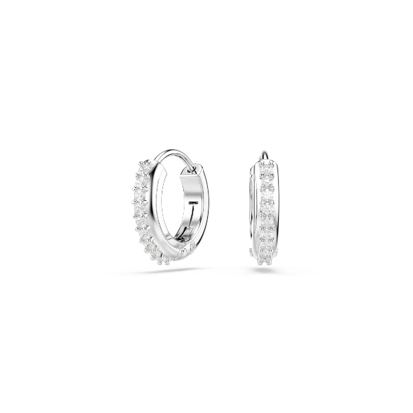 Серьги-кольца, Круглая огранка, Белые, Родиевое покрытие Matrix Swarovski 5