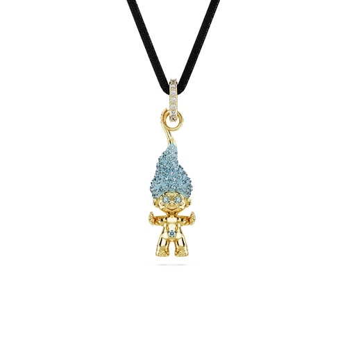 Подвеска, Синее, Покрытие оттенка золота Good Luck Trolls Swarovski