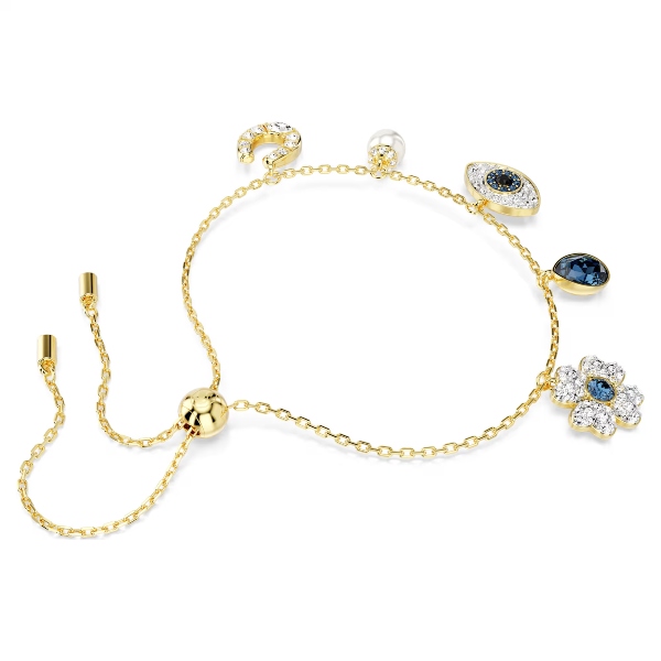Браслет, Синий, Покрытие оттенка золота Swarovski 4