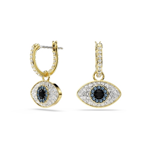 Серьги-подвески, Амулет от сглаза, Синие, Покрытие оттенка золота Swarovski