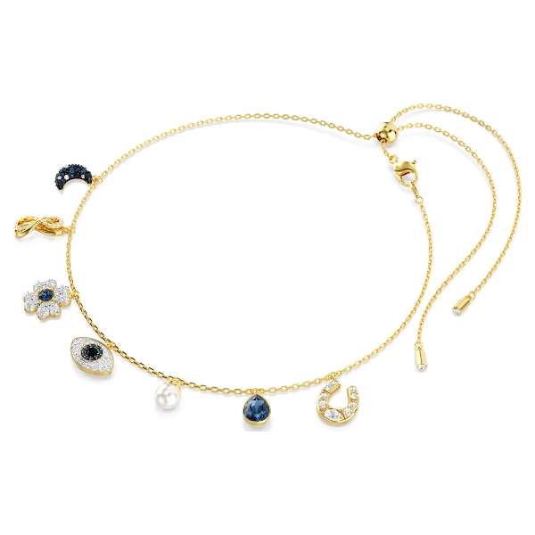 Колье-чокер, Синий, Покрытие оттенка золота Swarovski 2