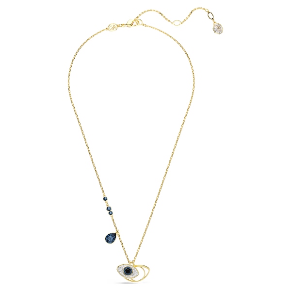 Подвеска, Амулет от сглаза, Синее, Покрытие оттенка золота Swarovski 2