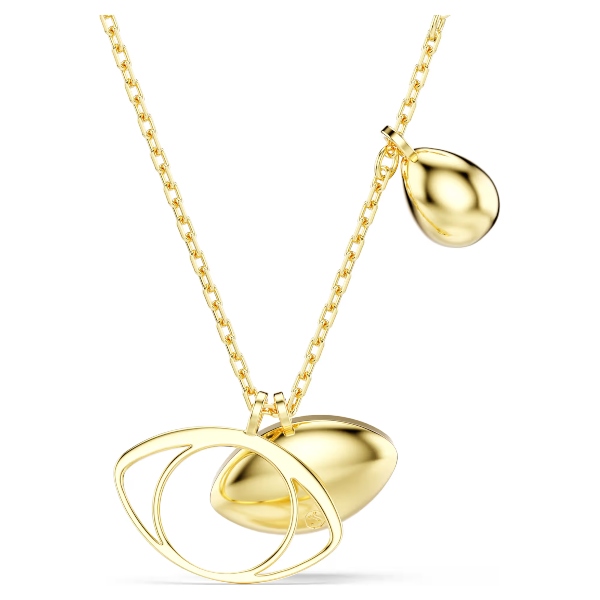 Подвеска, Амулет от сглаза, Синее, Покрытие оттенка золота Swarovski 4