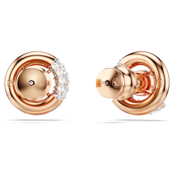 Пуссеты, Круглая огранка, Белые, Покрытие оттенка розового золота Dextera Swarovski 3